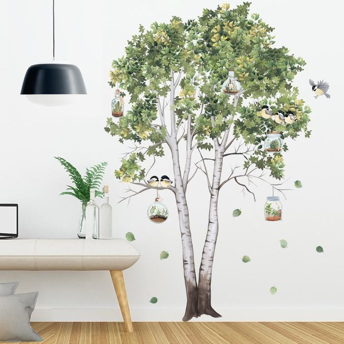 wall stiker dinding ruang tamu motif pohon harapan wall sticker