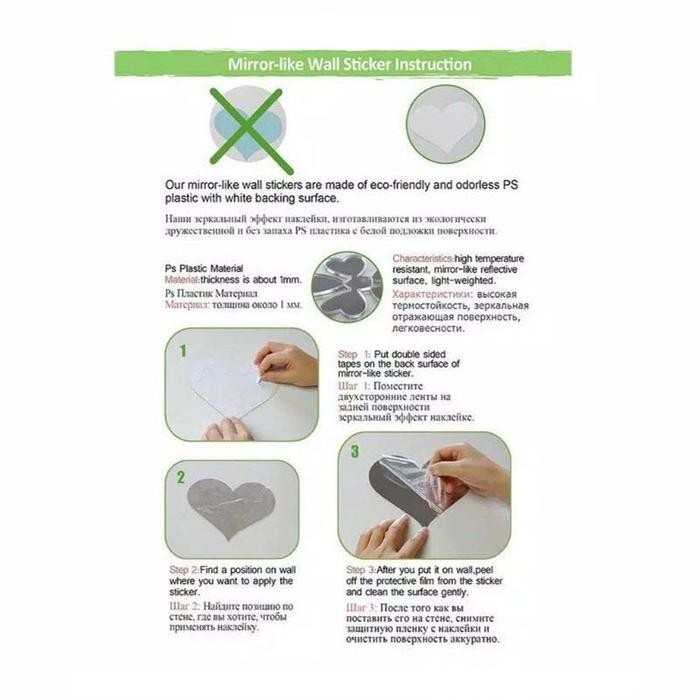 12pcs/Set Hexagon Acrylic Mirror Sticker Kaca Sticker Mirror Tempel