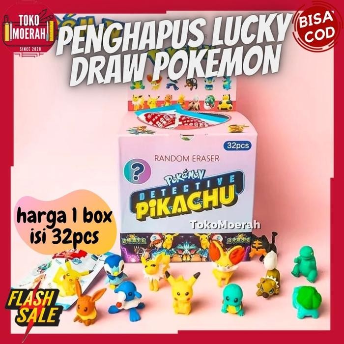

I77W Penghapus Pokemon 1 Box 32 Pcs Penghapus Misteri Lucky Box Pokemon Cod