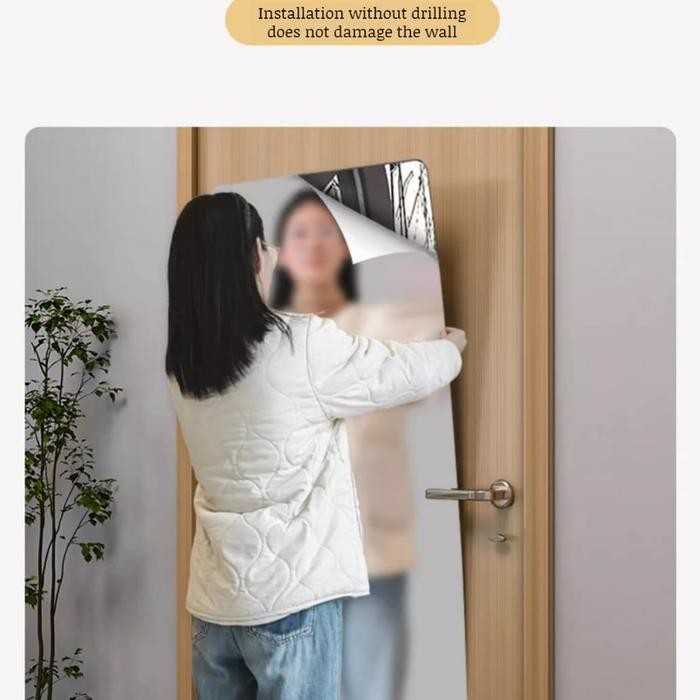 Stiker Kaca Cermin Akrilik Tempel Dinding Retangle Mirror