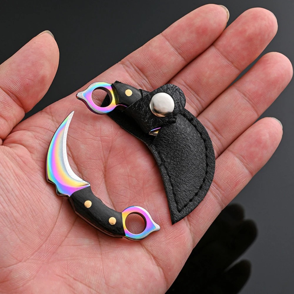 Mini Knife Keychain Pocket Knife Outdoor Camping Tactical Survival Portable Knife Peeler Fixed Blade