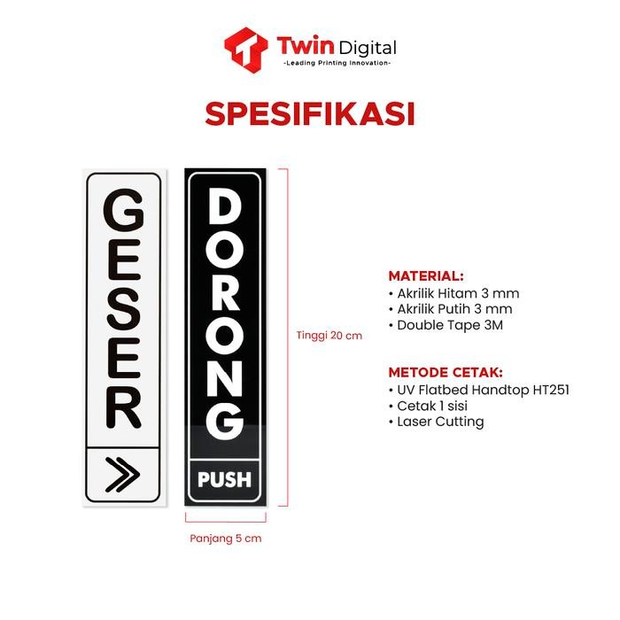 

I77W Papan Sign Door Push Slide Board Acrylic - Papan Tanda Pintu Akrilik