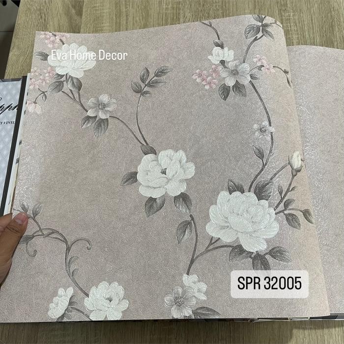 Wallpaper Premium Vinyl Dinding Motif Minimalis Bunga Ruang Tamu