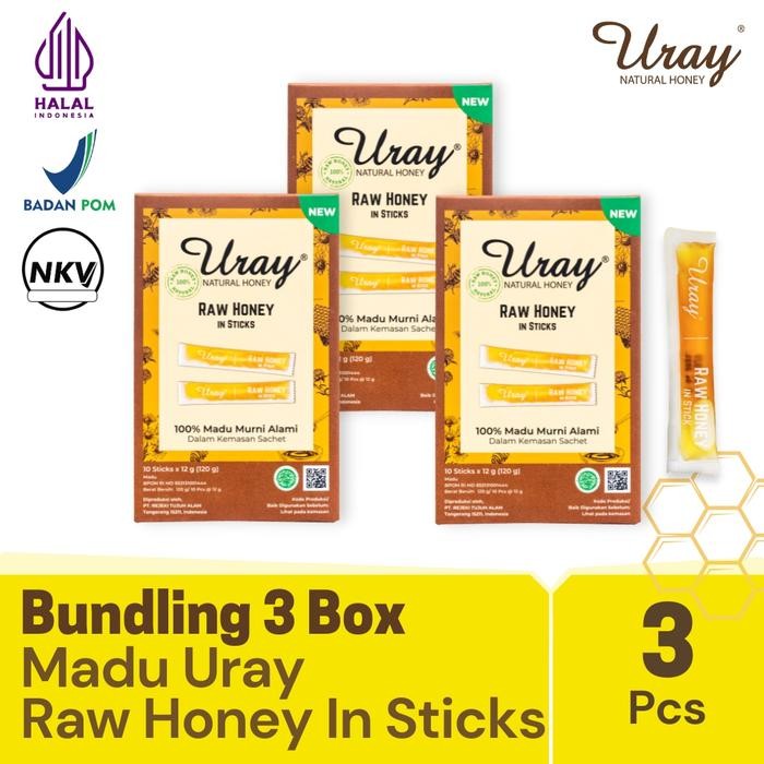 

Bundling 3 Pcs Madu Uray Raw Honey In Sticks 120gr - Madu Murni Asli Halal Alami Organik
