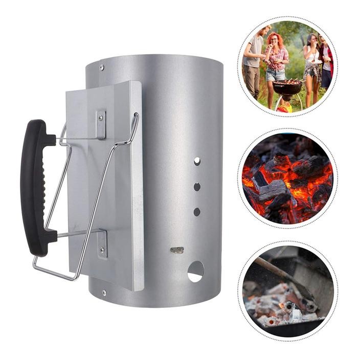 

Stainless Steel Charcoal Grill Chimney Starter with Handle Charcoal Starter Charcoal Fire Barrel for