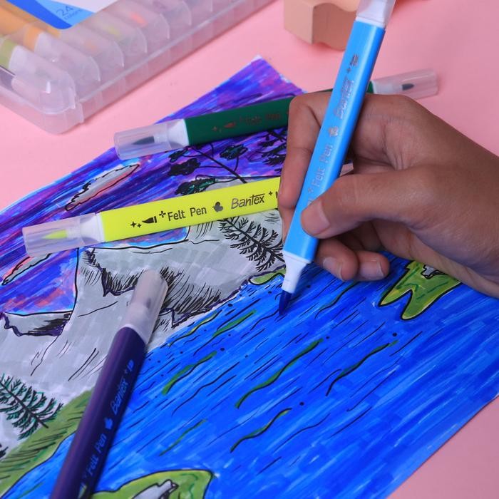 

Bantex Felt Pen Dual Tip 24 Warna / Spidol 2 Ujung Marker Lengkap Bisa Dicuci PP Box BK3021