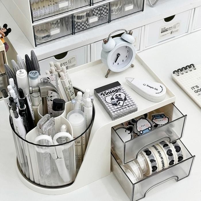 

Tempat Alat Tulis Aksesoris Dengan Laci / Tempat Kuas Make Up Kosmetik