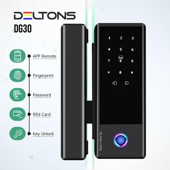 Smart Glass Door Lock DG30 Fingerprint Lock Kaca Frameless