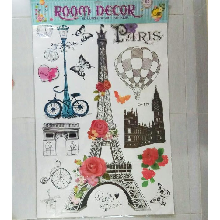 WALL STICKER DINDING PARIS - WALL STICKER EIFFEL - STIKER DINDING 3D