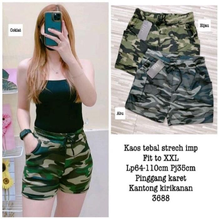 FJPY Celana Pendek Army Import / Hotpants Wanita Loreng Loreng