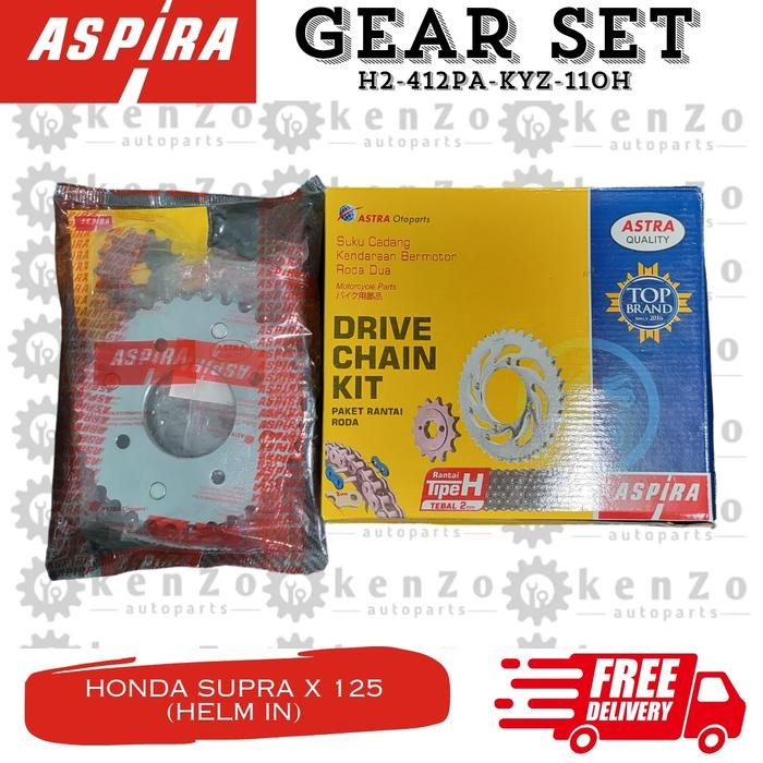 Gir Set & Rantai Aspira Kyz-110H Motor Honda Supra X 125 Helm In