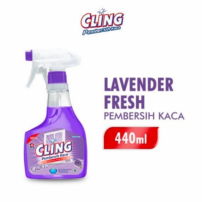 CLING Pembersih Kaca 440ML Botol Semprot Ocean Lavender Fresh CLING