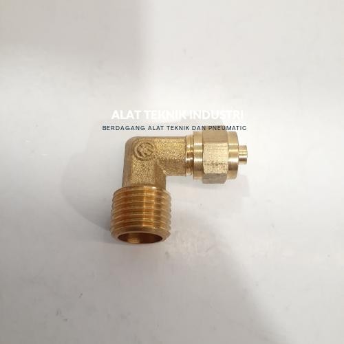 MALE CONECTOR ELBOW 10MM X 1/4" KUNINGAN