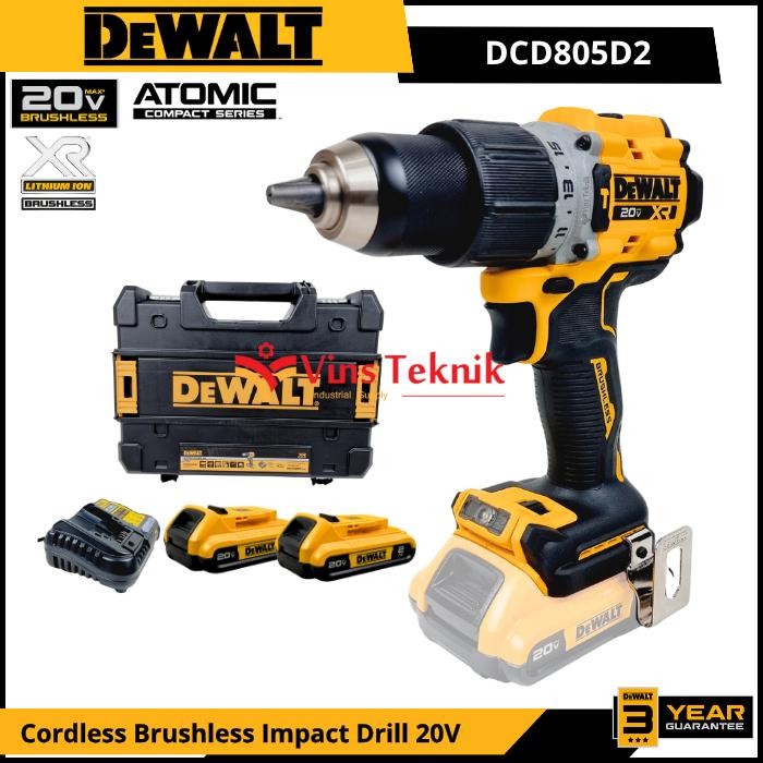 Cuci Gudang Dewalt Dcd805D2 Dcd805 Dcd 805 Mesin Bor Baterai Cordless Brushless Impact Drill Hammer