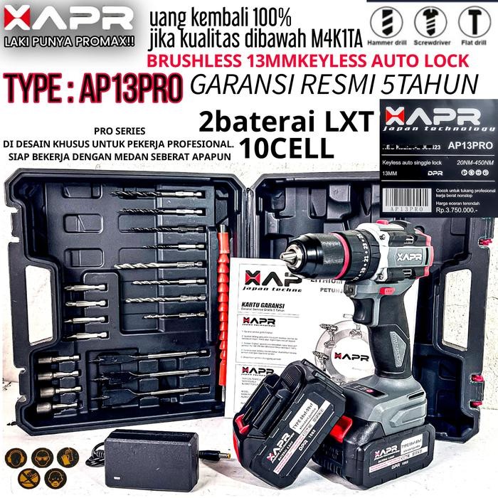 Terbaru Xapr Bor Cordless Apr Japan 88Vf 13Mm Brushless Impact Drill Fullset Ap13Pro Pro Series 2