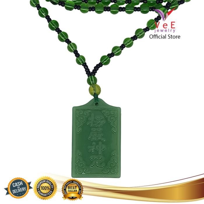 New // Kalung Liontin Batu Giok Asli Cina Mantra Feng Shui Hijau - Vee Wanita // 100% Original