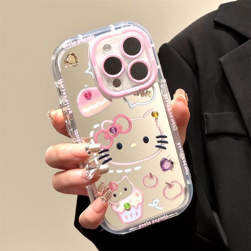Cewek Hello Kitty Mirror Case Hp Oppo A3X A5I A18 A60 A16 A3 A38 Casing