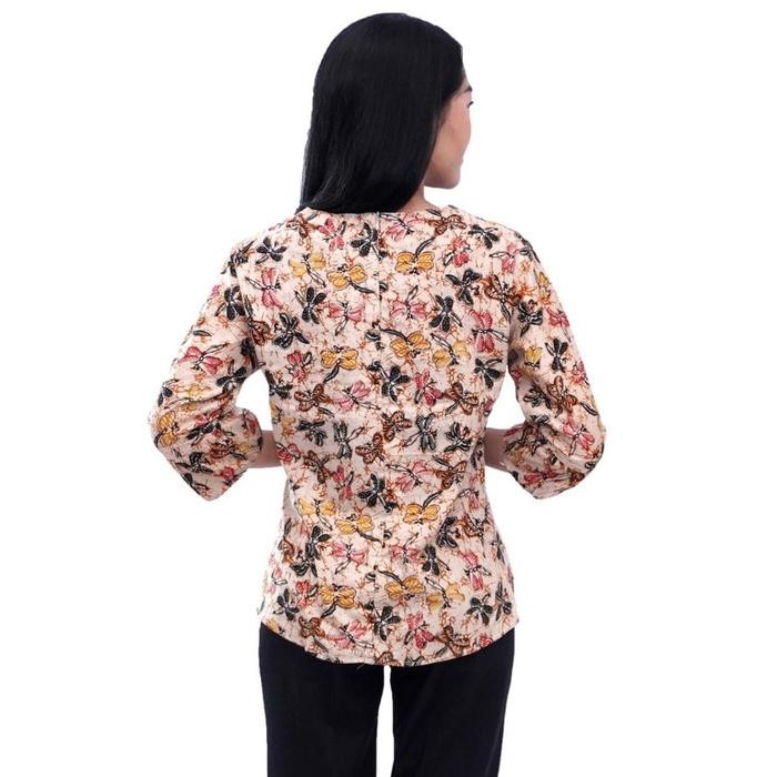 Atasan Blouse Batik Wanita Lengan 7/8 Tali Pinggang By Batik Dua Putri Collection Baju Panjang