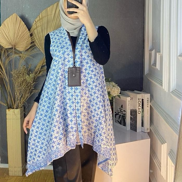 Outer batik katun indo bolero batik wanita kerja rompi batik kawung blazer batik motif parang vest