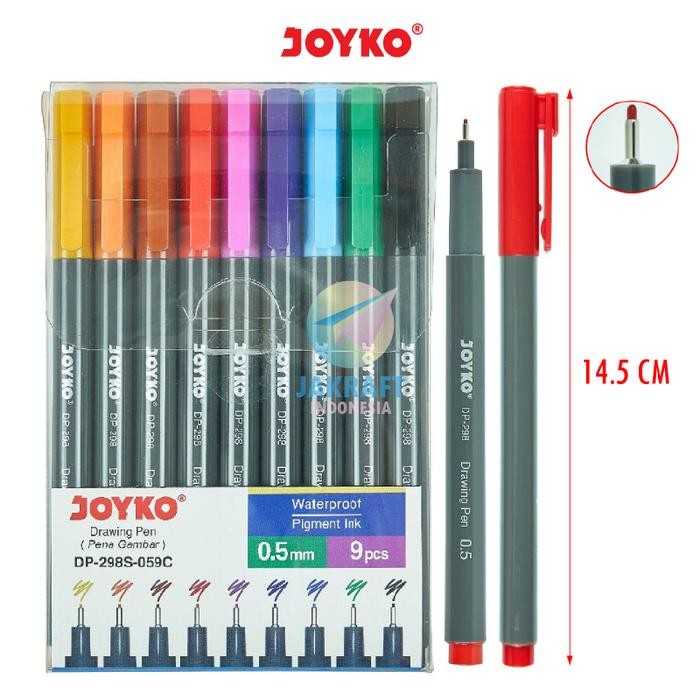 

SARI (9 Pcs) Set 9 Color Drawing Pen Permanent Marker Joyko Dp-298S-059C Spidol Permanen