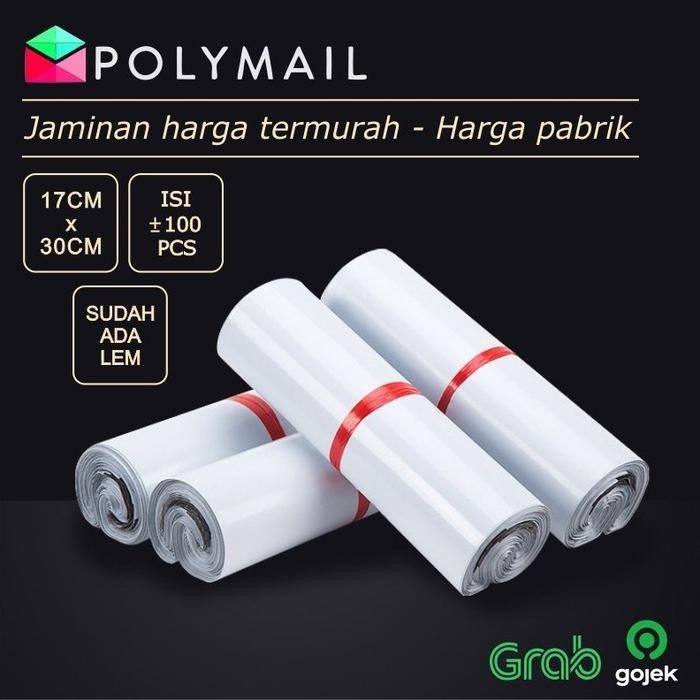 

5WUM Plastik Polymailer 100Pcs 17X30Cm Putih Premium Glossy