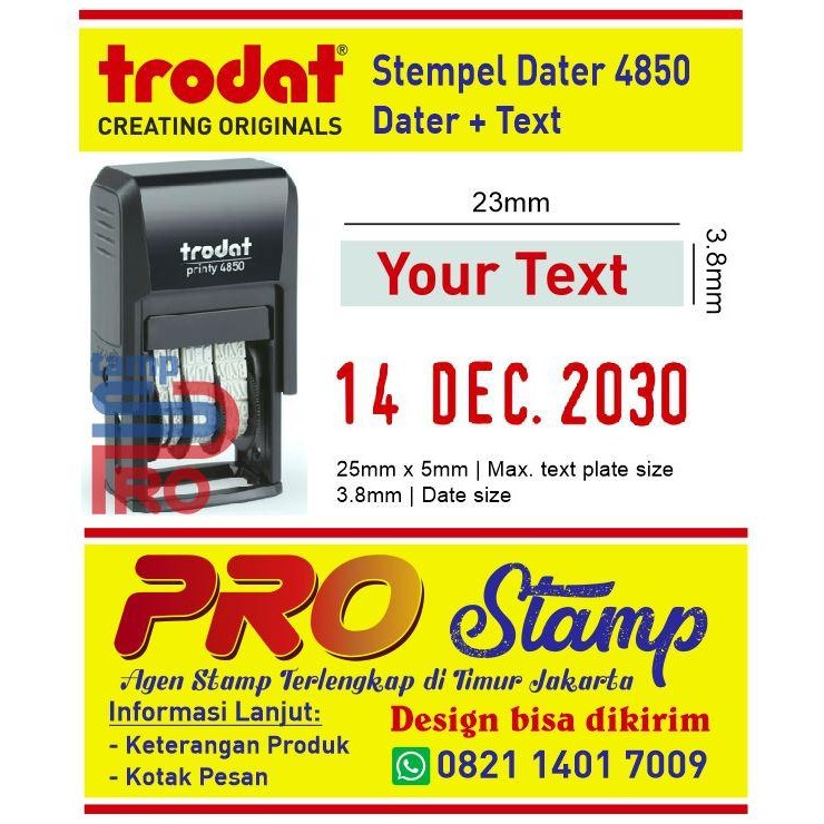 

5WUM Trodat 4850 Stempel Tanggal Otomatis Custom Text / Dater Otomatis