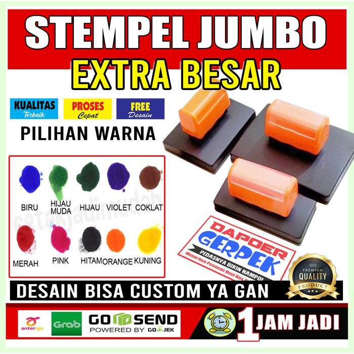 

5WUM Stempel Besar Jumbo Ukuran Besar Extra Otomatis Flash Warna Custom Biru Hijau Ungu