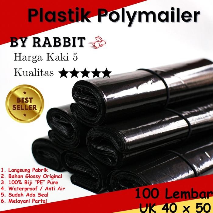 

5WUM Kantong Plastik Polymailer Hitam Glossy [40X50], Amplop Packing Online