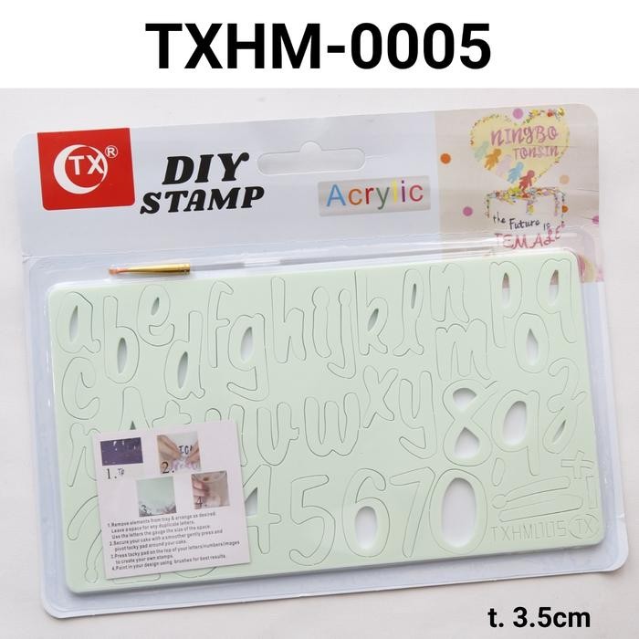 

5WUM Txhm-0005 Cetakan Fondant Stamp Stempel Akrilik Huruf Kecil Angka