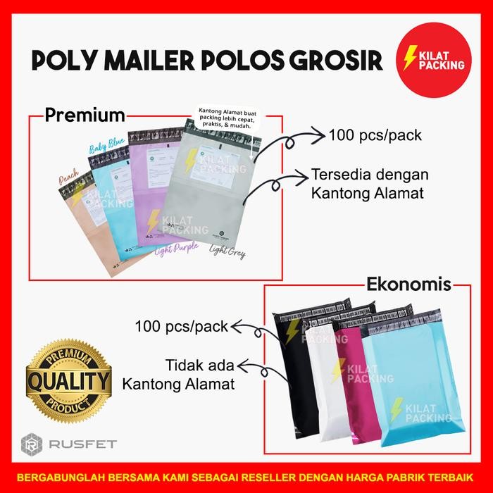 

5WUM Amplop Polymailer Plastik Packing Online Shop Varian Warna Polos /Pack