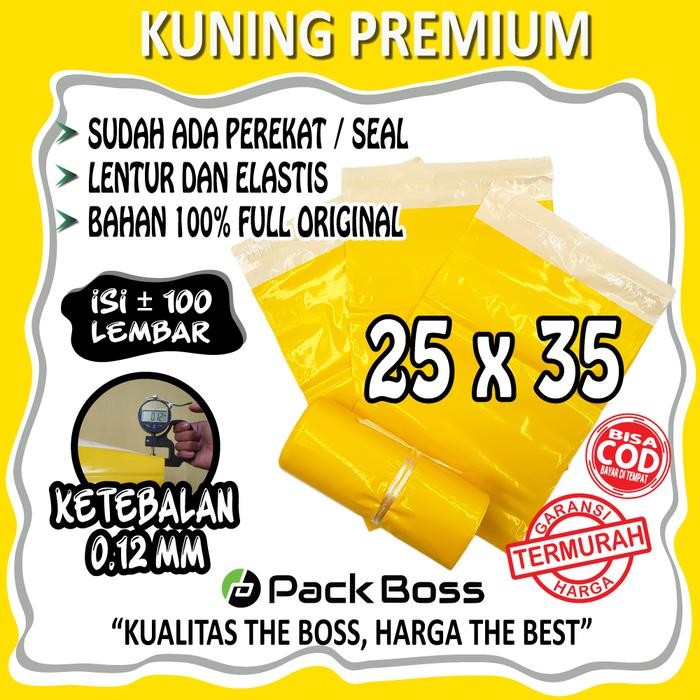 

5WUM Kuning Premium Polymailer 25X35 (100 Pcs) Packing Jne Ada Lem Ber Perekat