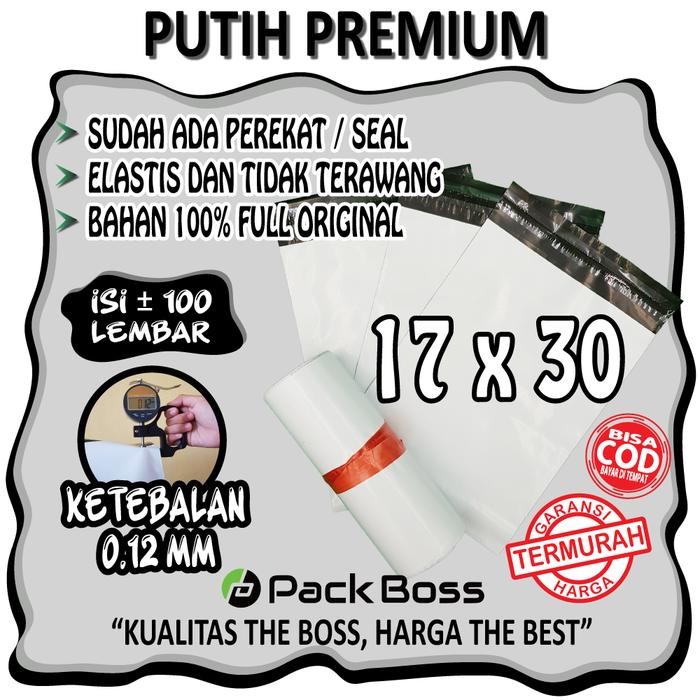 

5WUM Putih Premium Polymailer 17X30 +/- 100 Halus Tebal Langsung Pabrik
