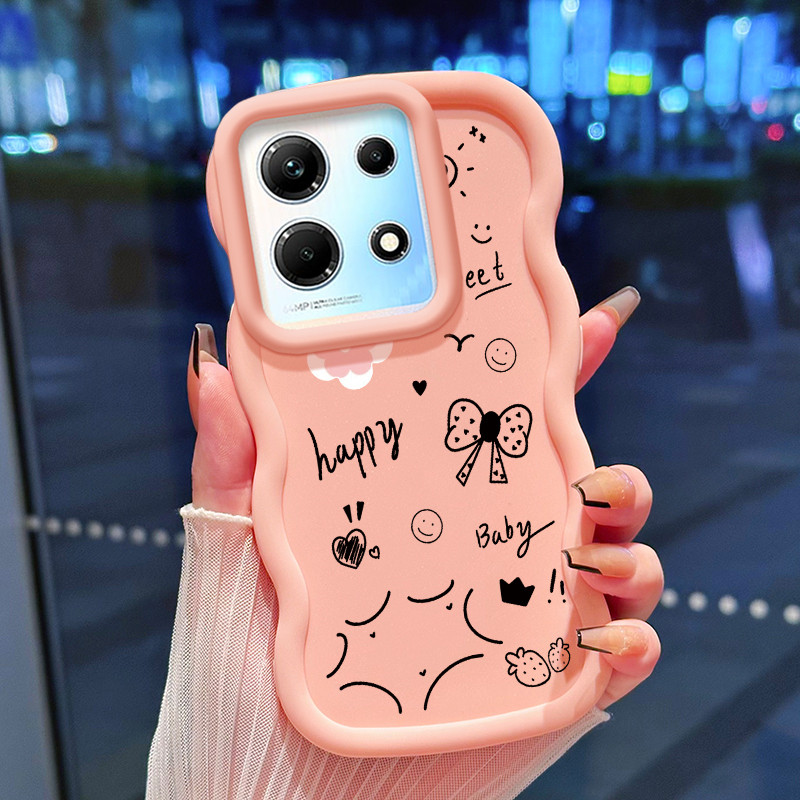 Casing Untuk Infinix Note 30 4G Note 30 5G Case Casing Mini Bintang Teks Kelopak Pola Silikon HP Kas