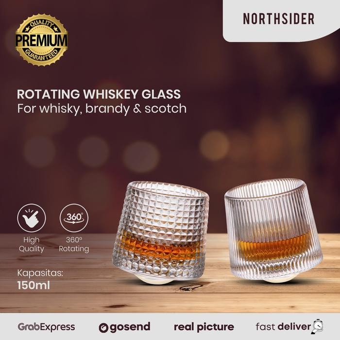 BSKU Gelas Kaca Whisky Rotating Whiskey Scotch Brandy Crystal Glass