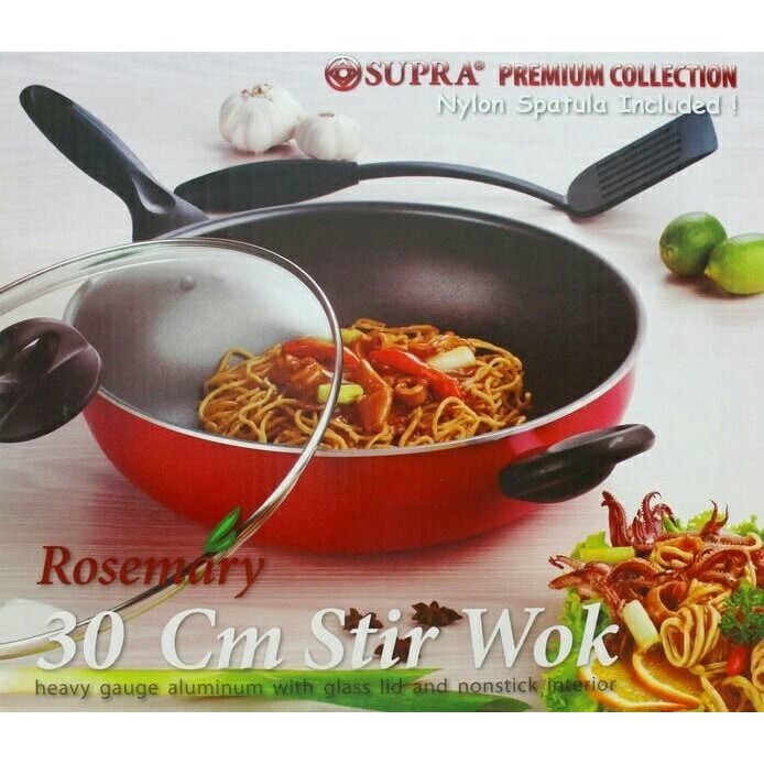 Wajan Supra Stir Wok 30Cm Teflon Rosemary