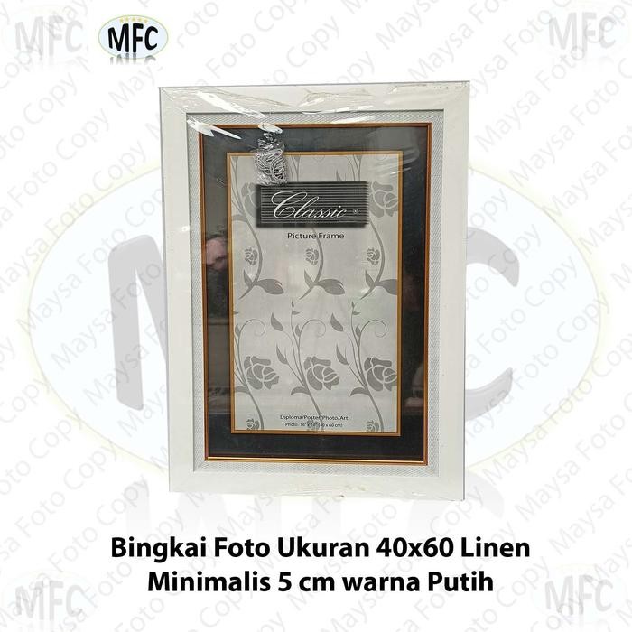 Bingkai Foto Frame Pigura 40X60 Linen Minimalis 5Cm Hitam Dan Putih