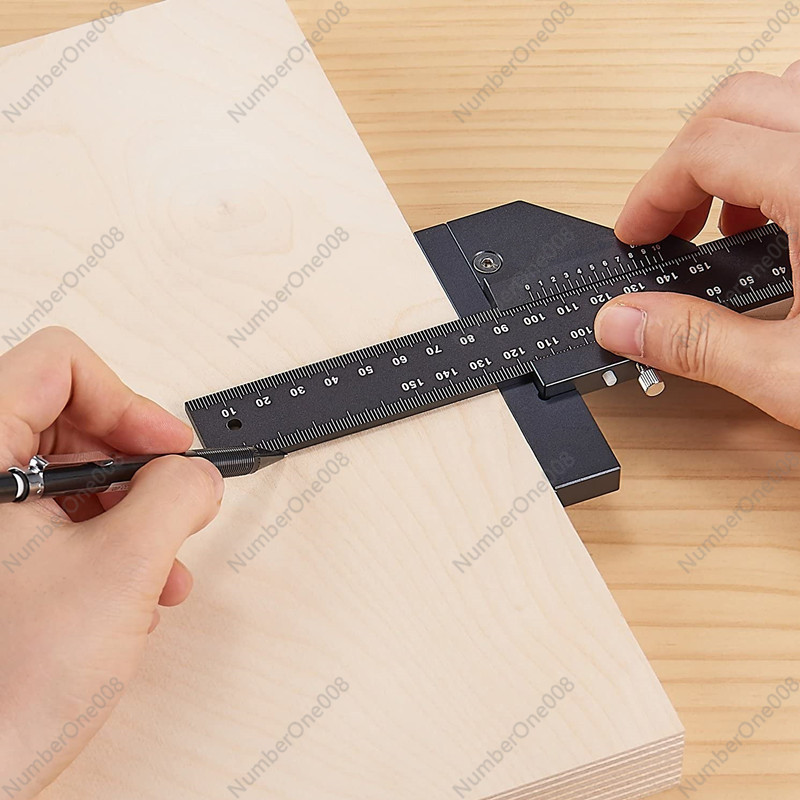 Woodworking Multifunctional Scribing Ruler, Aluminum Alloy T-Ruler, Woodworking Scriber