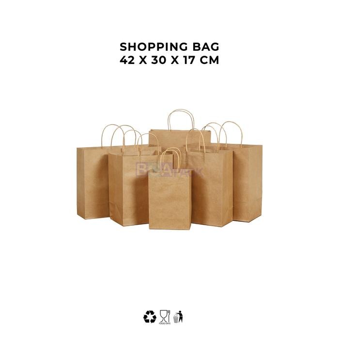 Shopping Bag 42 X 30 X 17 Cm - Paper Bag - Kantong Kertas - 12 Pcs