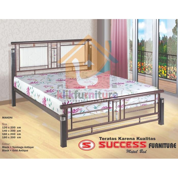 Ranjang Besi Success New Mahoni 120X200 Cm