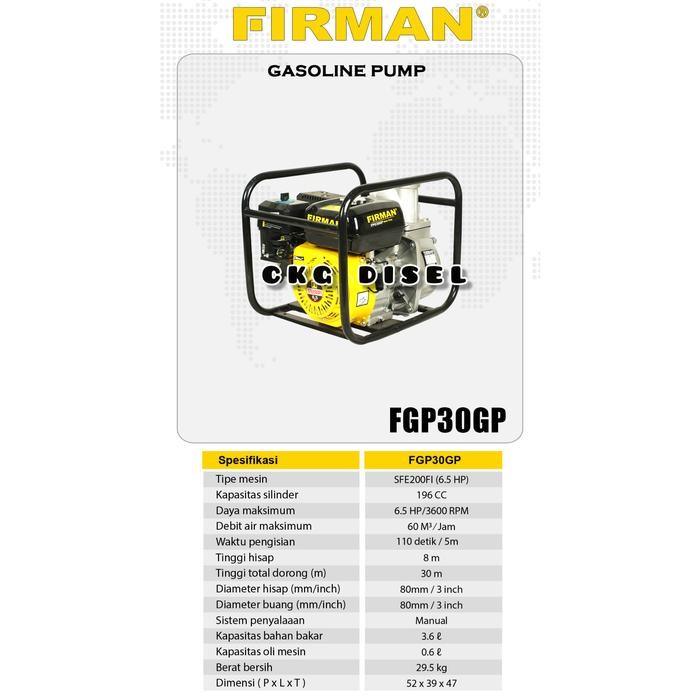 MESIN ALKON POMPA AIR 3 INCH FIRMAN POMPA SAWAH IRIGASI FGP 30GP FGP30