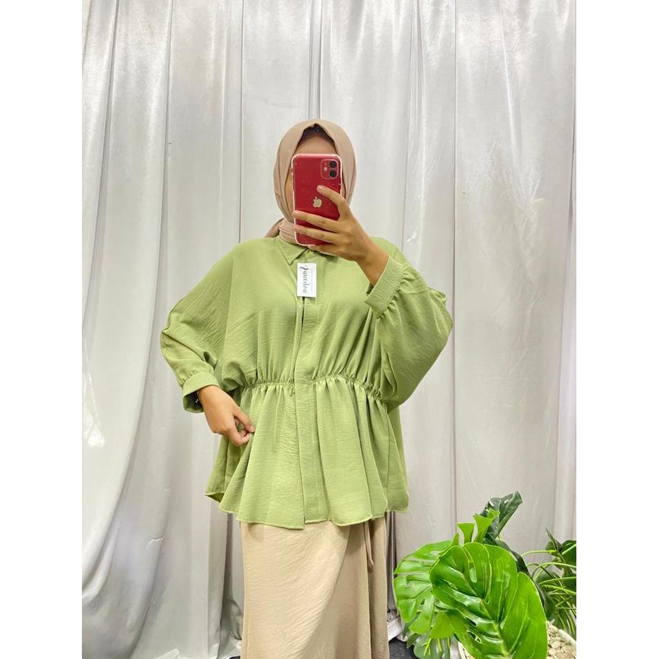 ALIYA BLOUSE - BLOUSE KERUT WANITA Airflow Basic - Atasan Crinkle Busui