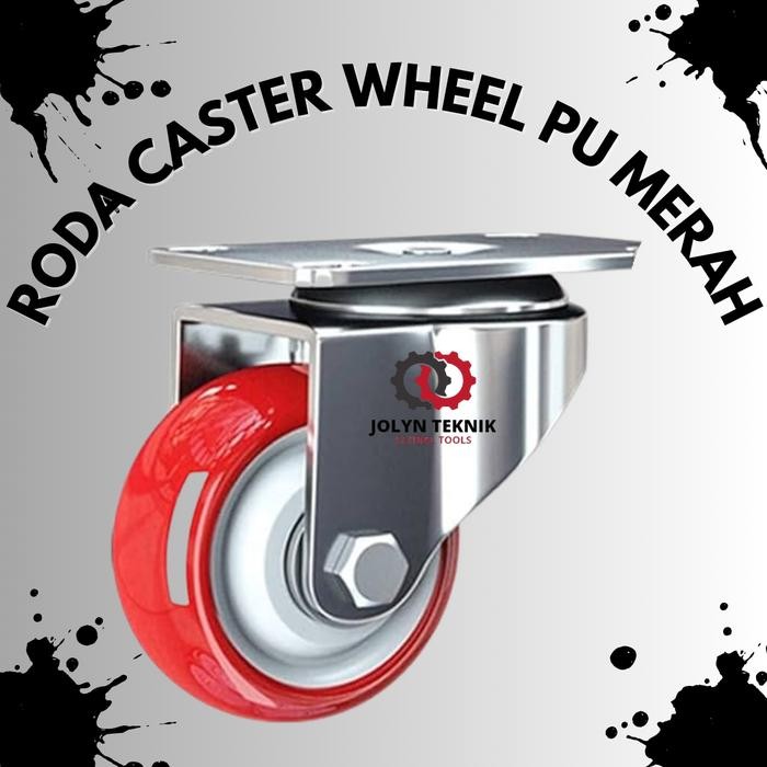 

RODA CASTER WHEEL PU MERAH HEAVY DUTY 3 / 4/ 5 INCH RODA TROLY