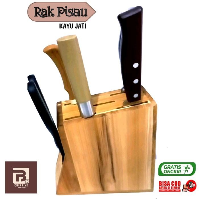 

Tempat Pisau Set Kayu Jati Asli