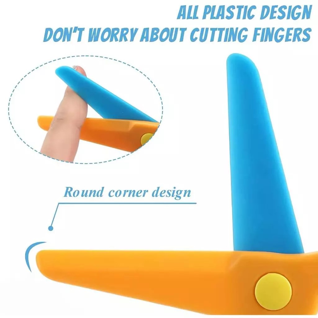 

mei mei Gunting Kertas Anak Warna Warni Gunting Kertas Pengaman Plastik Safety Scissors Serbaguna