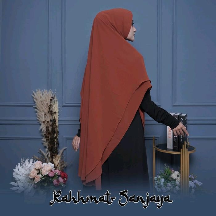 pita KHIMAR 2 LAYER OVAL JUMBO / HIJAB 2 LAYER OVAL JUMBO RAHMAT SANJAYA Muslim Instan Panjang