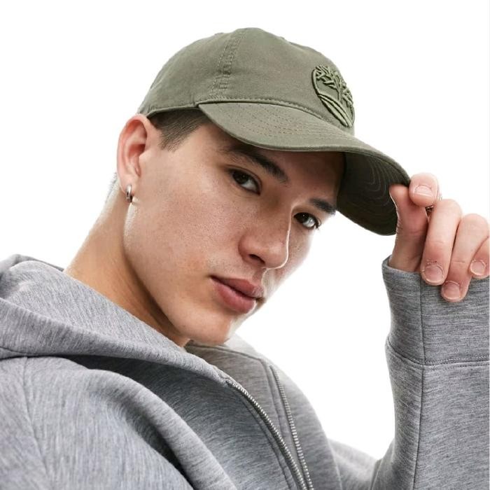 TIMBERLAND SOUNDVIEW COTTON CANVAS BASEBALL CAP GREEN TOPI PRIA TOPI ORIGINAL