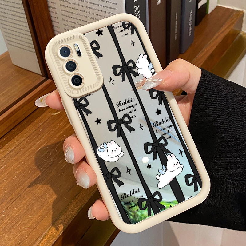 Casing Hp OPPO A16 OPPO A16s OPPO A54s Case Casing Busur hitam Pattern Silikon Softcase HP Mirror Po