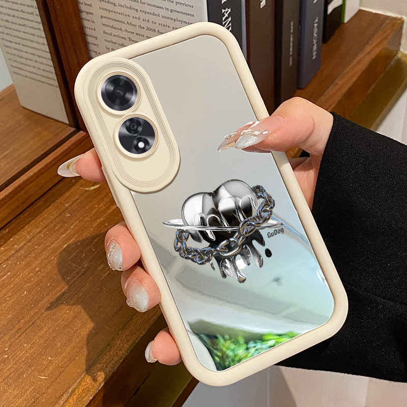 Casing Hp Untuk OPPO A60 Case Casing Cinta rantai pola Kesing HP Cesing cermin Kasing Silikon Softca