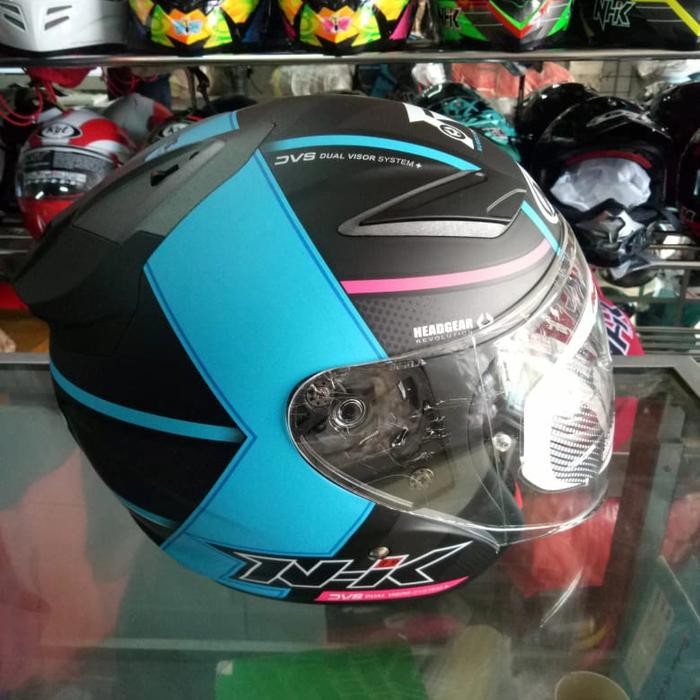 Helm Nhk R1 Motif Double Visor Warna Hitam Lis Biru Dof