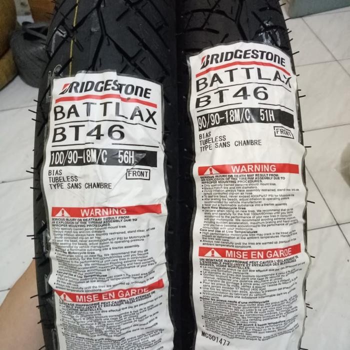 Paketan Ban Luar Bridgestone Battlax Bt46 Uk 90/90-18 Dan 100/90-18